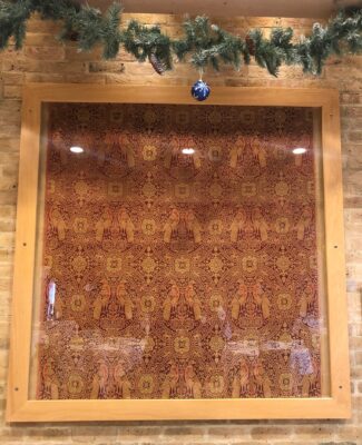 Replica medieval fabric is proudly displayed in Refectory Restaurant